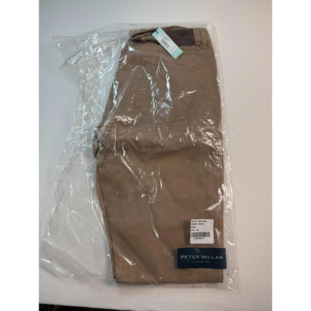 NWT Peter Millar Collection Brown 5 Pocket‎ Soft Stretch Pants Size 36 Unhemmed